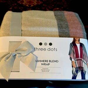Three Dots Cashmere Blend Wrap with Fringe